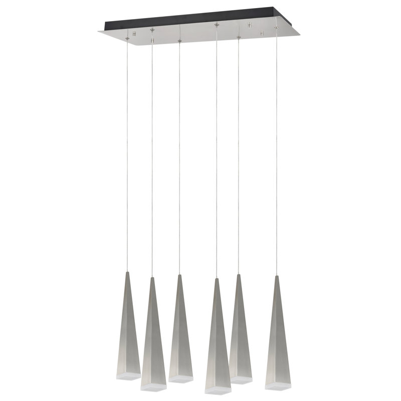 Luminaire suspendu en grappe 6 lumières, Nickel brossé