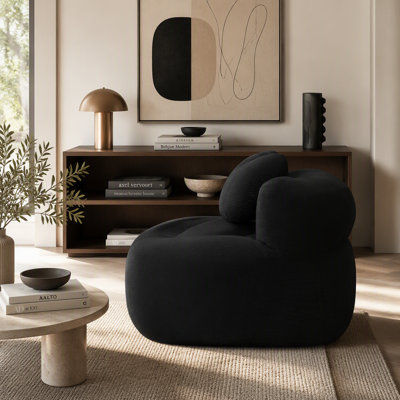 Oversized Round Boneless Chaise Lounge Chair,Corduroy Modern Floor Sofa Deep Seat, Compressed Circle Comfy Barrel Chair, No Assembly Sleeper Cloud Sofa Couch Bed for Living Room-Diamond Corduroy
