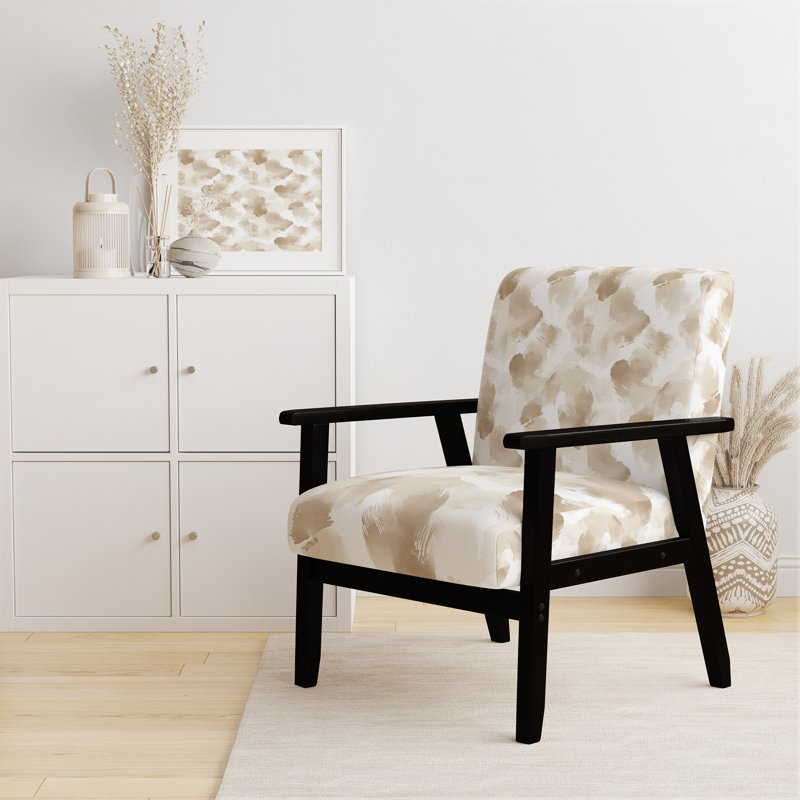 Chaise d'appoint Coastal - Fauteuil Sand Whisper, Accoudoirs carrés noirs