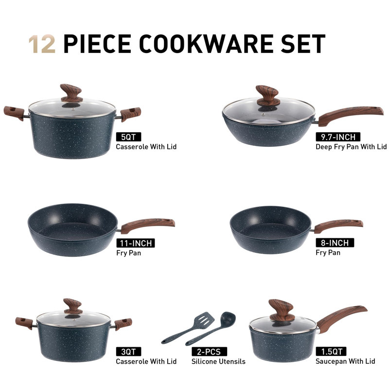 12 - Piece Aluminum Cookware Set, Blue