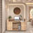 Brown Rectangular Solid Wood Reception Desk-1373973806