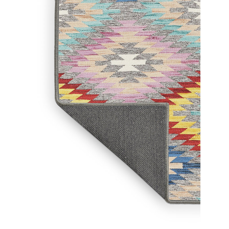 Tapis contemporain rouge / vert, Rectangle de 3 pi x 5 pi