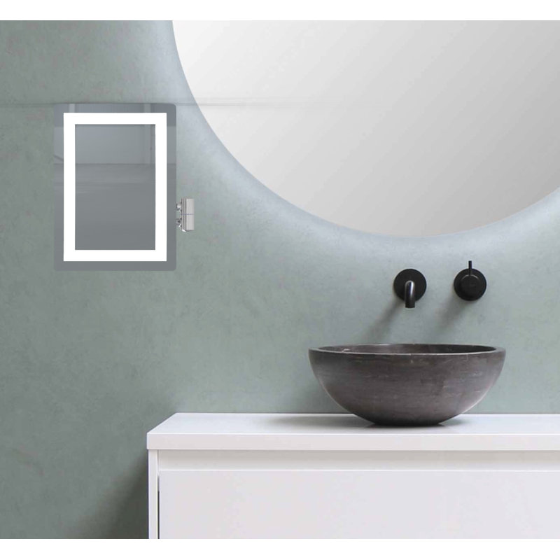 Miroir mural lumineux sans cadre Ekta, Chrome