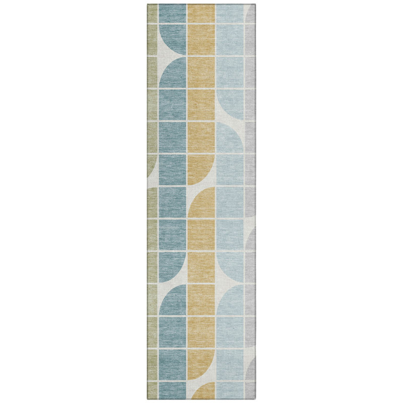 Machine Washable Indoor/Outdoor Lockway ACN2418 Mid-Century Modern Rug, Runner 2'3" x 7'6"