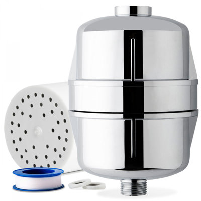Filtre de douche universel à haut rendement iSpring SF3S à 15 étapes avec cartouche remplaçable, peau meilleure, cheveux plus doux et clous plus forts, chrome