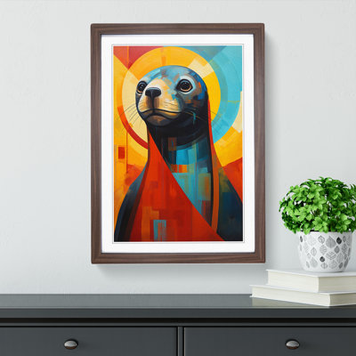 Sea Lion Constructivism - Single Picture Frame Print on Wood