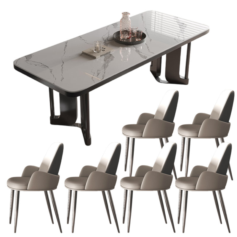Ensembles de table luxueux de style italien, Blanc / gris, H 29,53 po x L 55,12 po x l 31,5 po