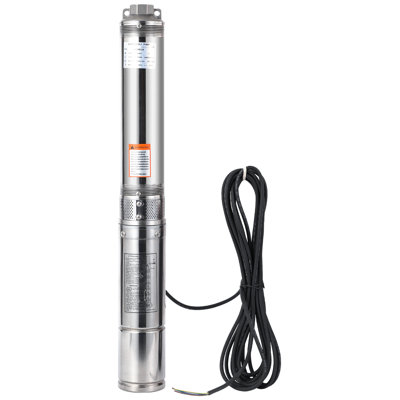 Pompe submersible à puits profond, 1 HP 230 V / 60 Hz, débit de 27 GPM, tête de 204 pi, avec cordon électrique de 33 pi et clapet anti-retour, pompe à eau en acier inoxydable de 4 po pour usage industriel, d'irrigation, à usage domestique, étanche IP68
