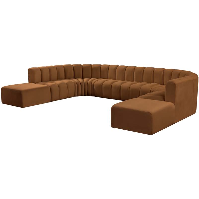 Hurlburt Upholstered Curved Sectional with Ottoman Reversible, Saddle Velvet