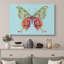 Menthe, impression de papillon floral, photos de chambre de filles élégantes, impression sur toile encadrée-131654617-131654616