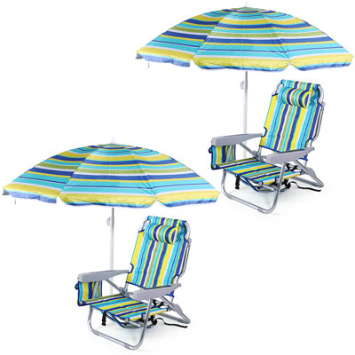Beach Chair Bundle: Umbrella, Cooler, Comfort (2-PACK)