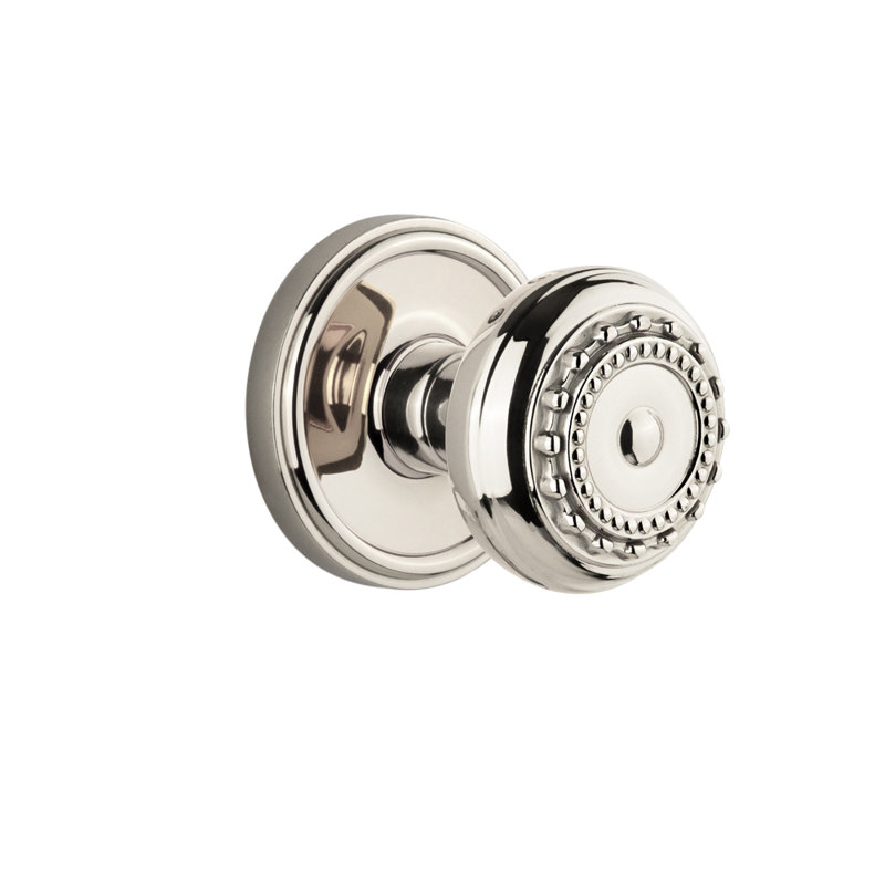 Rosette Grandeur Georgetown avec bouton de porte Parthénon, Nickel poli, 2-3/4"