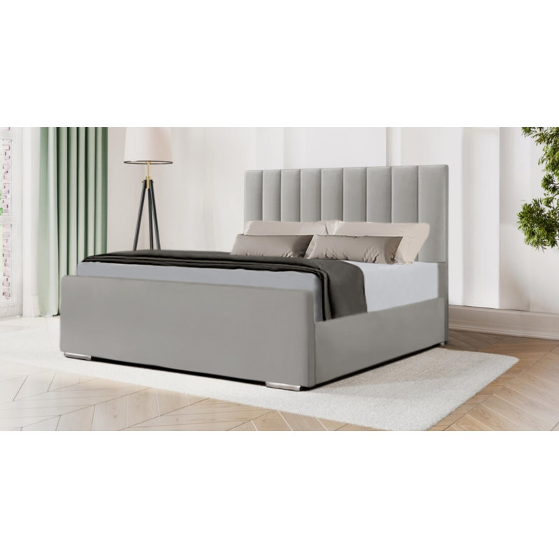 Charneco Upholstered Bed, Silver, Single (3')