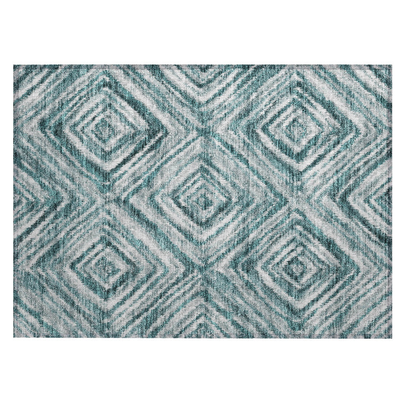 Kmari Washable Geometric Indoor / Outdoor Rug, Rectangle 1'8" x 2'6"