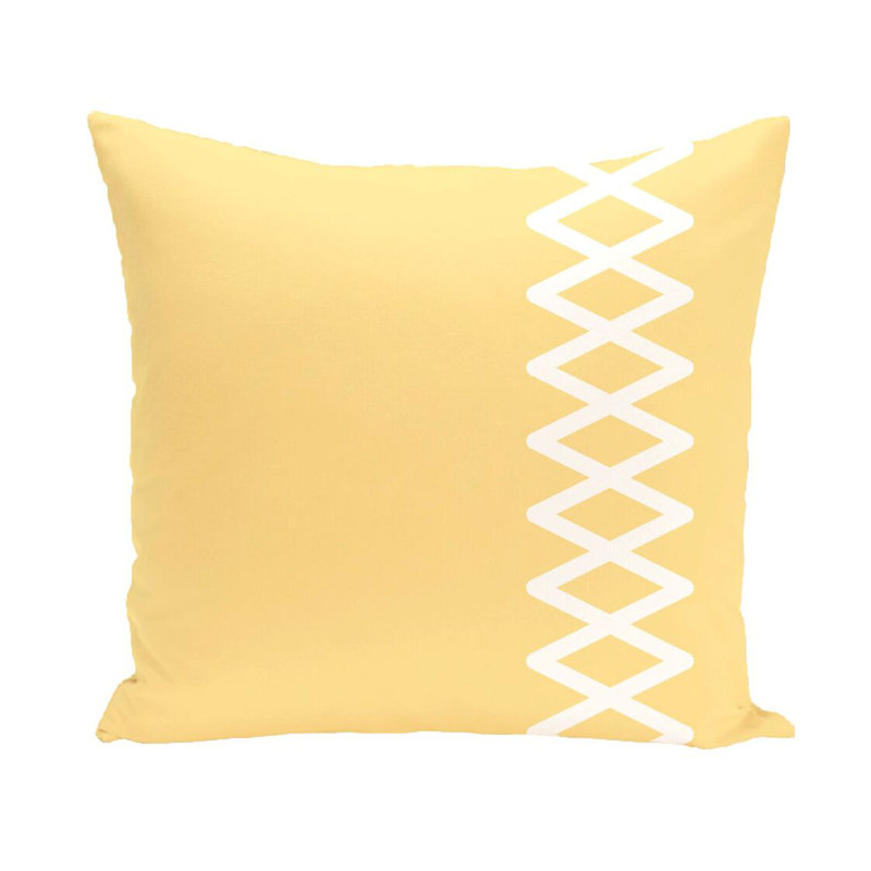 Lace Up Outdoor Reversible Throw Pillow, 20"x20", Lemon