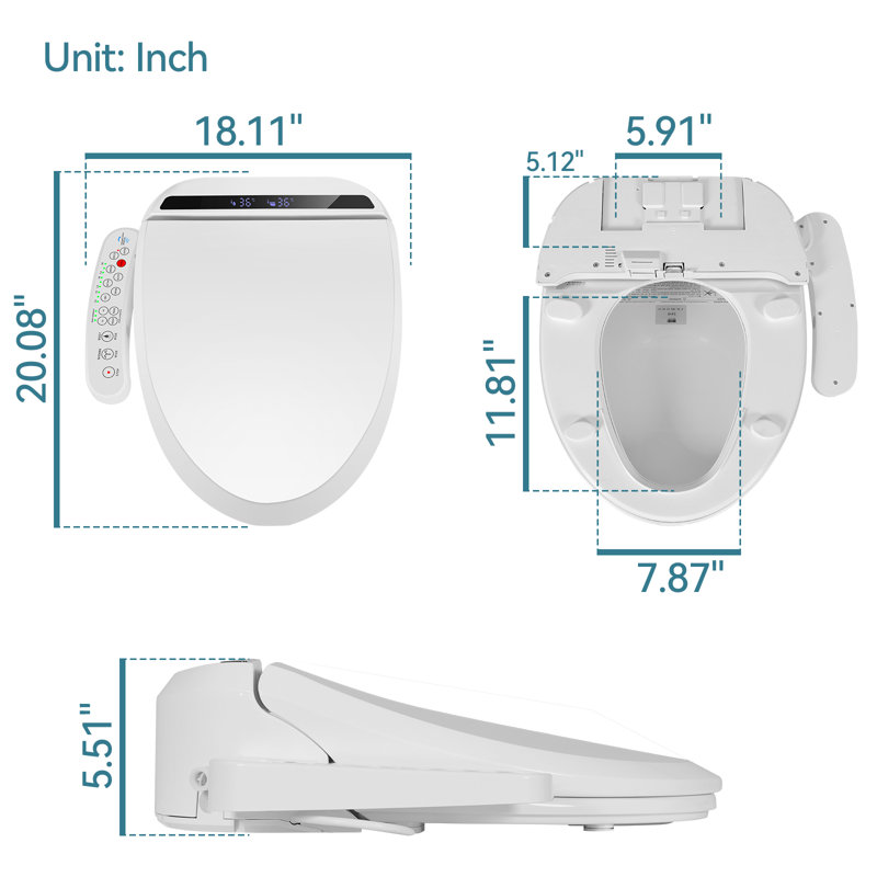 Smart Heated Toilet Seat with Self-Cleaning Nozzle