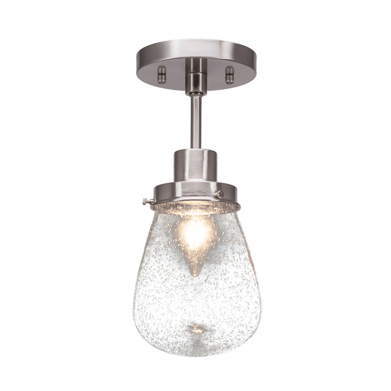 1 lumière semi-encastrée Elwell avec verre de 5 po, Nickel brossé, Clair