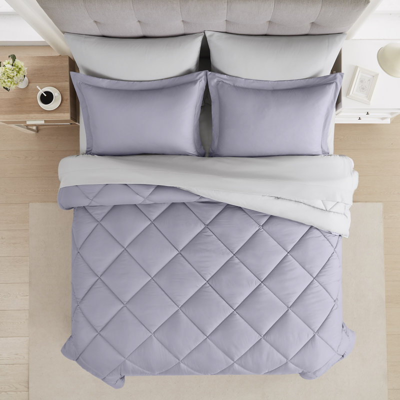 Modern Threads 7-Piece Reversible Comforter Set - Includes Comforter, Sheets, Pillowcases, and Shams, Amethyst
