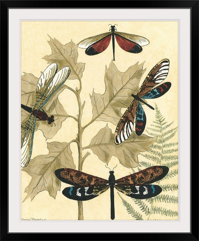 «Graphic Dragonflies I» par Megan Meagher, impression, H 23 po x l 20 po x P 1 po, Cadre noir
