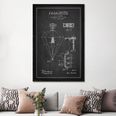 Parachute 6 Charcoal Patent Blueprint by Aged Pixel - Gallery-Wrapped Canvas Giclée on Canvas
