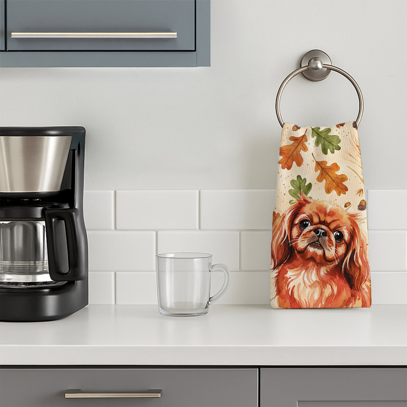 Red Pekingese Heirloom Fall Kitchen Towel, Red Pekingese