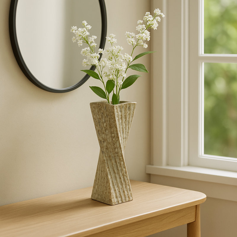 Vase en grès décoratif en céramique avec un design sculpté élégant - Pièce décorative élégante et polyvalente pour un décor moderne et contemporain