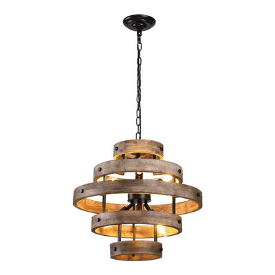 Lustre géométrique en bois 6 lumières Dendy