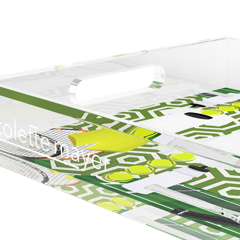 Plateau décoratif tennis Tennis, 2" H x 12.5" W x 7.75" D, Green/White