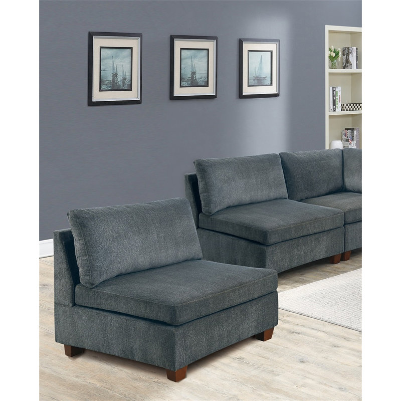 Ensemble modulaire modulaire de 7 pièces avec revêtement en chenille, design polyvalent pour le confort et le style dans tout espace de vie.