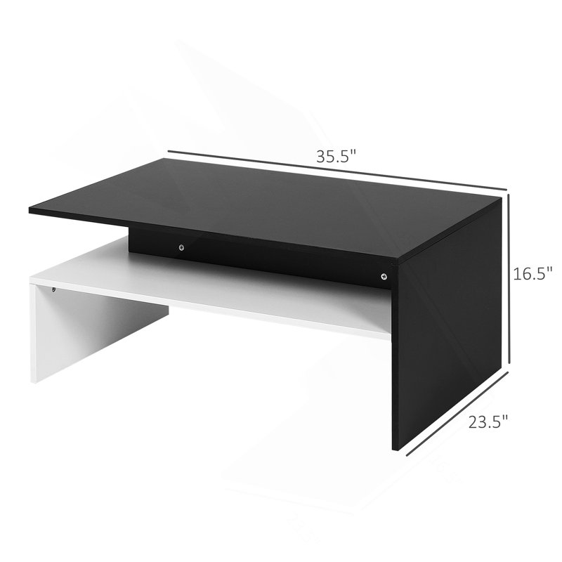 Modern Coffee Table,  2-tier Rectangular Center Table with Storage