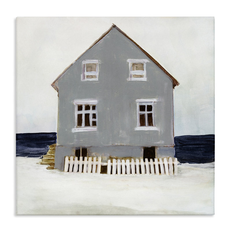 Hiver, plage, maison, paysage, côte fraîche, ligne, H 17 po x l 17 po