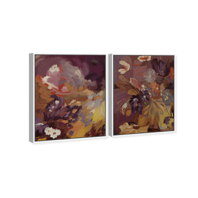 Crimson garden Set Canvas Abstract Print by Oliver Gal, Black Frame, 16 x 20