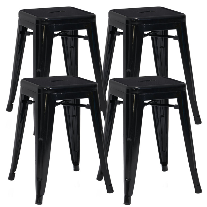 Tabouret court de 18 po en métal, Noir
