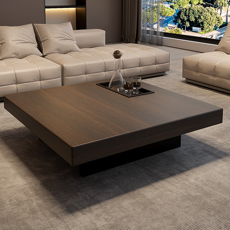 Table à thé en bois de style italien, Brun, H 11,8 po x L 35,4 po x l 35,4 po