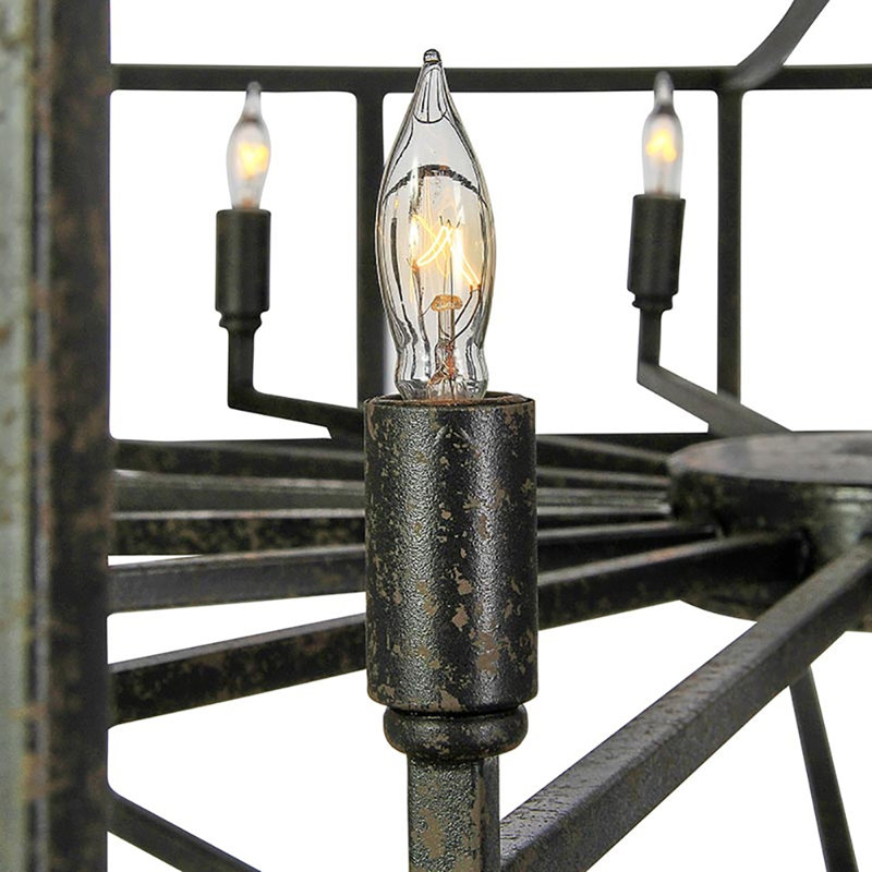 Phoenix 20 - Light Candle Style Geometric Chandelier, Antique Black