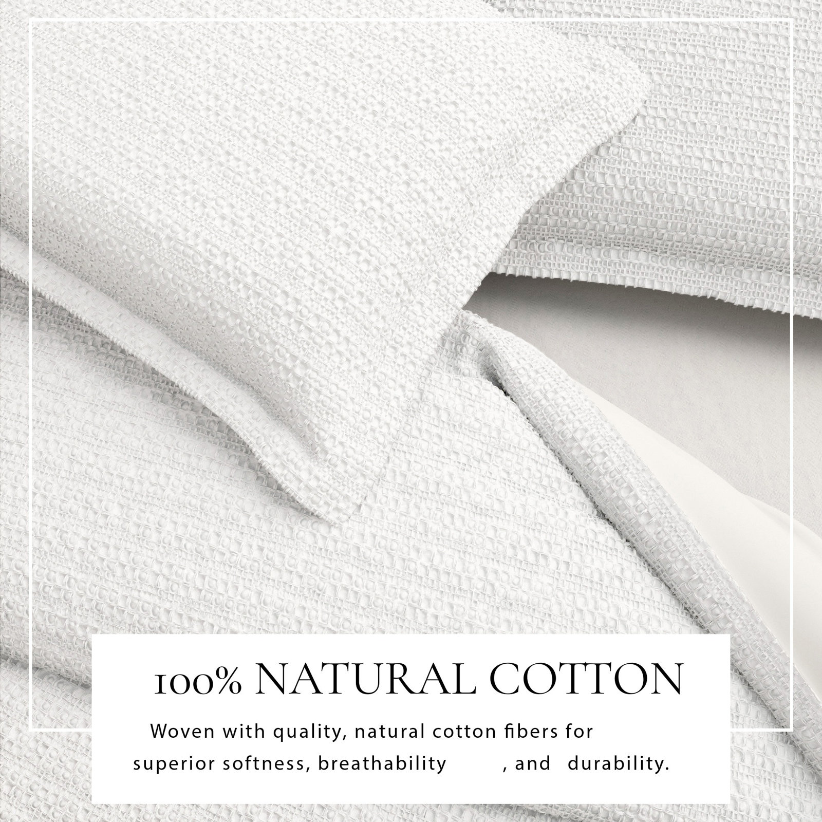 Waffle Cotton Duvet Cover Set, White, Full / Queen Duvet + 2 Shams
