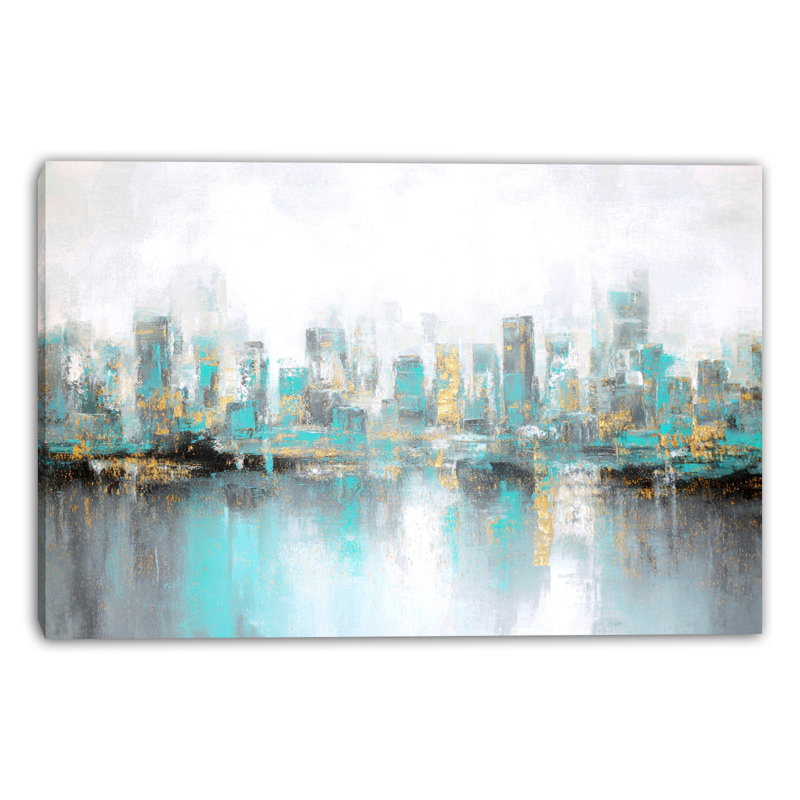 «Blue Gold Texture», art mural sur toile tendue, H 12 po x l 16 po x P 1 po