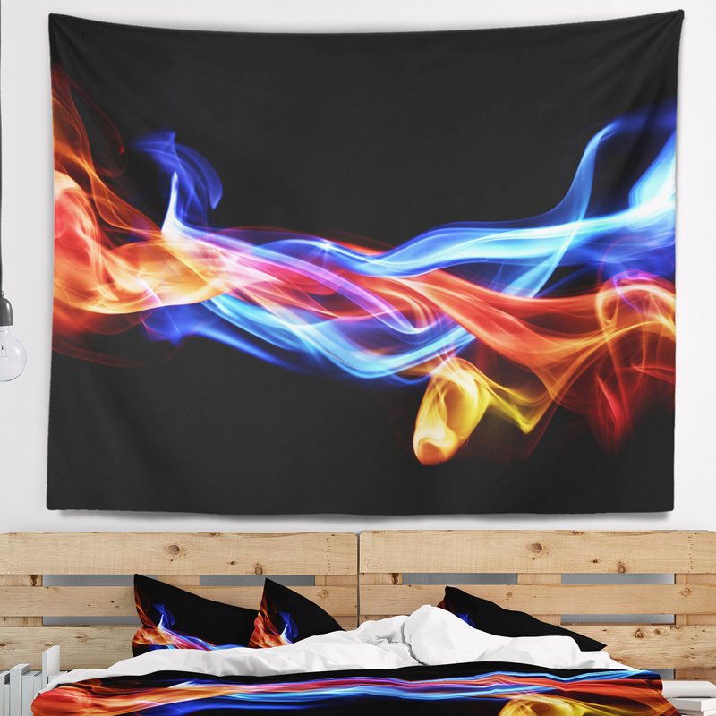 Tapisserie abstraite de feu et de glace, H 50 po x l 60 po