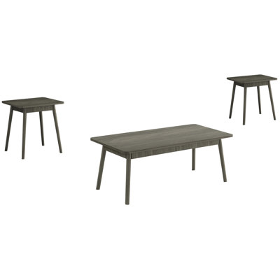 Ensemble de 3 tables au style élégant du milieu du siècle - Stratifié gris, tables basses et d'appoint pour un agencement de salon moderne inspiré par des formes rectangulaires.