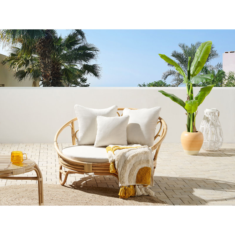 Algia 112 cm W Curved Patio Daybed with Cushions, Natural, 1
