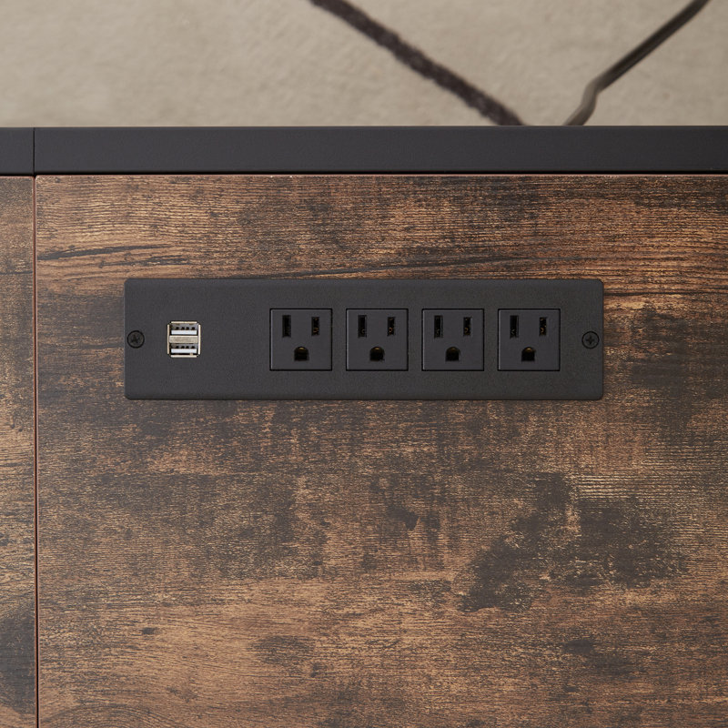 Teryn TV Stand with Built-In Outlets, Brown, 70.9"