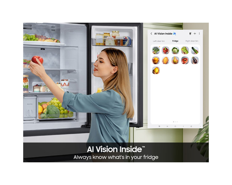 Samsung Bespoke 23 cu. ft. Counter Depth 4-Door French Door Refrigerator with AI Family Hub+ AI Vision Inside