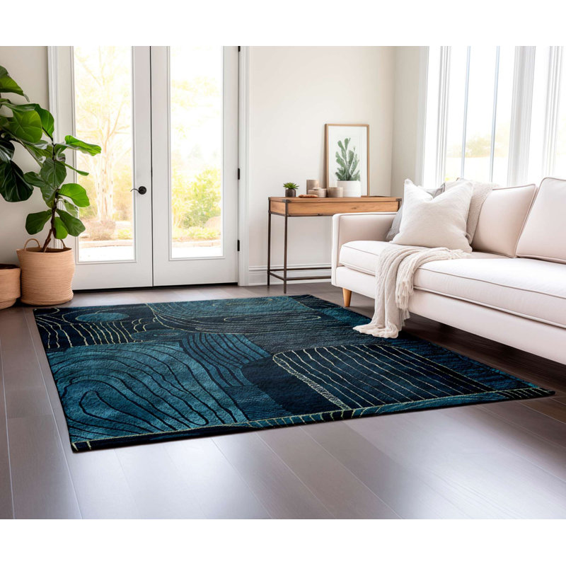 Luxurious Area Rug (3.3 x 5.9 Feet), 60% Cotton & 40% Polyester, 1100 g/m² | Non-Slip Cotton Underside, Machine Woven, Digital Print | No Pile, 0.3 in Sponge & 0.2 in Felt Thickness | Washable at 86°F | Perfect for Living Room & Bedroom