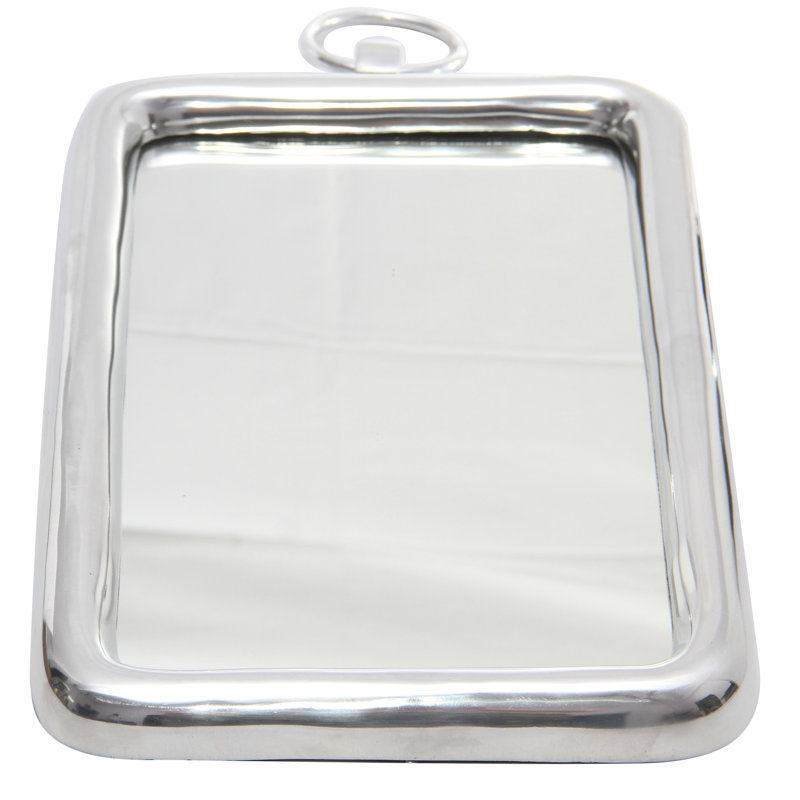 Modern Rectangular Aluminum Wall Mirror with Ring Detail for Entryway and Bedroom