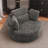 49.6"W Slipcovered Oversized Accent Barrel Chair, Chenille Swivel Club Chair With Metal Base-1725631865