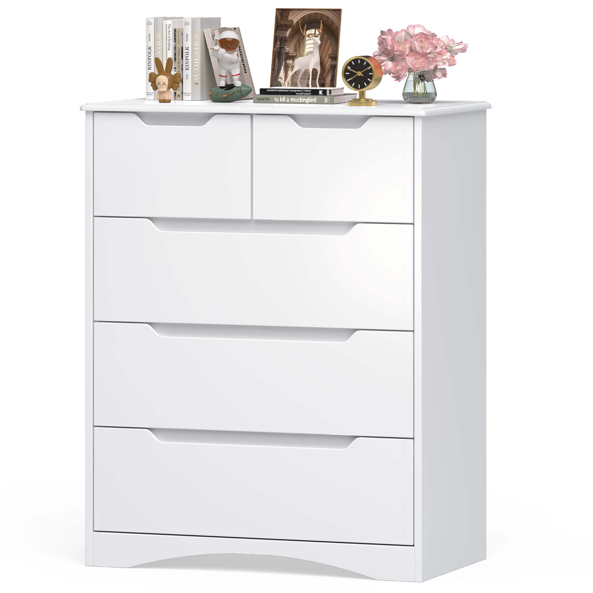 Ebern Designs Aiho 37 H White Dresser for Bedroom, 5 Drawer