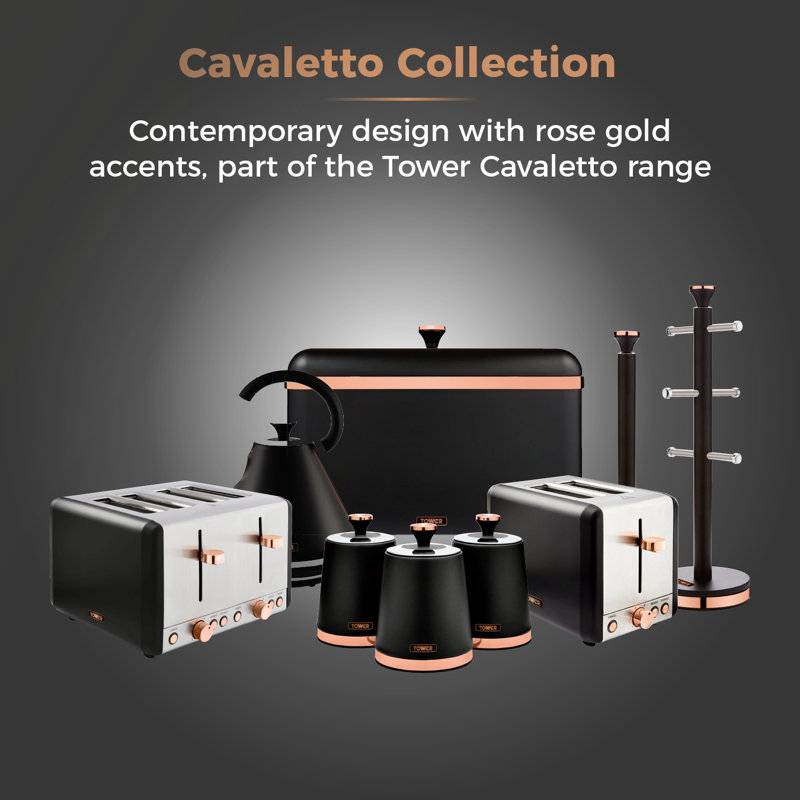 Tower Cavaletto Towel Pole Kitchen Roll Holder, Black