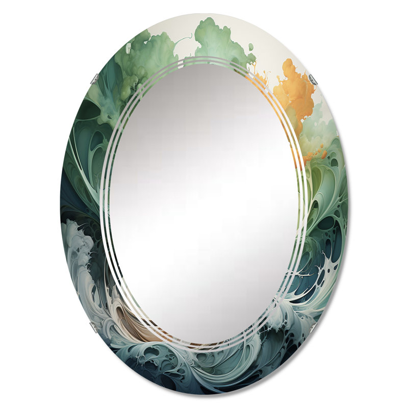 Neeja - Miroir mural floral ovale, 30 po x 20 po