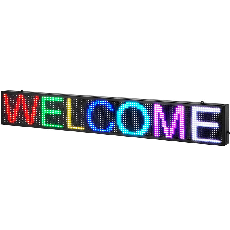 Programmable LED Sign, P10 Full Colour LED Scrolling Panel, DIY Custom Text Animation Pattern Display Board, WIFI USB Control Message Shop Sign for Store Business Party Bar Advertising 52"x8"