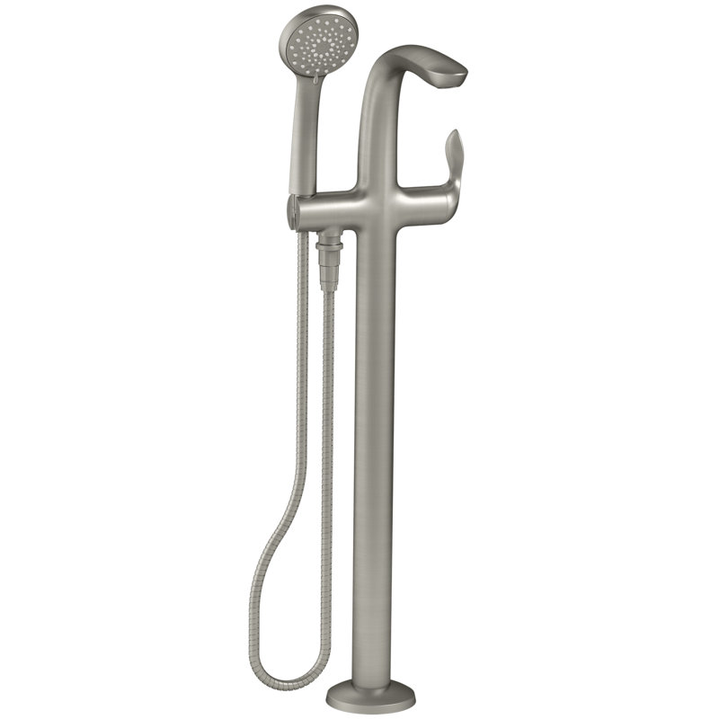Robinet de baignoire autoportant à poignée simple Refinia, Nickel brossé éclatant